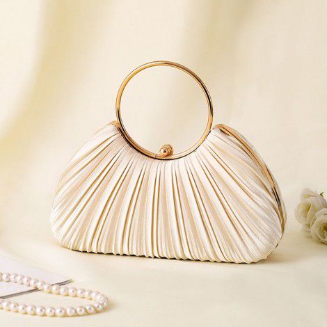 Hundred pleated banquet bag, women's handbag, socialite temperament banquet handbag, formal dress bag, circular ring handbag 