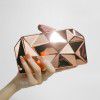 Small square bag with metal chain diagonal cross, diamond shaped grab, dinner bag for women 