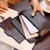 Long Wallet Women's Genuine Leather Buckle Minimalist Business Cowhide Thin Wallet Card 