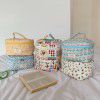 Fresh and Cute Makeup Bag, Countryside Style Cotton Fabric, Large Capacity Portable Storage Bag, Washing and Organizing Bag for Women 