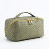 Large capacity makeup bag, light luxury PU leather plaid cosmetic storage bag 