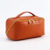 Large capacity makeup bag, light luxury PU leather plaid cosmetic storage bag 