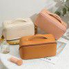 Pillow makeup bag for women, portable and multifunctional PU leather, high aesthetic value, high-end feeling, large capacity, travel cosmetics storage 