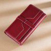 Genuine leather women's wallet, long RFID anti magnetic and anti-theft brush wallet, multiple card slots, cowhide hand-held wallet 