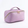 Large capacity makeup bag, light luxury PU leather plaid cosmetic storage bag 