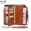 Women's Wallet Long Oil Wax Leather Retro Wallet Large Capacity Handbag 