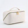 Large capacity makeup bag, light luxury PU leather plaid cosmetic storage bag 