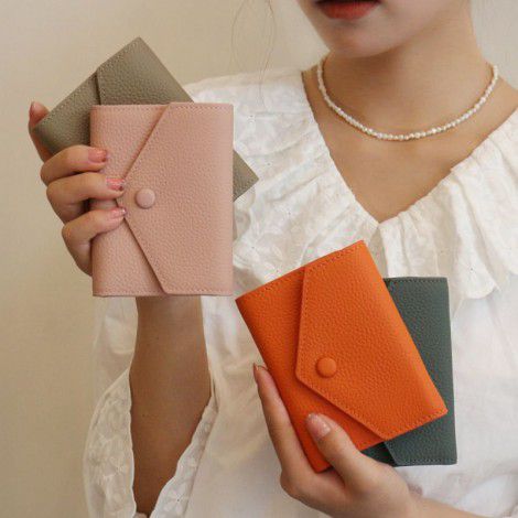 Genuine leather wallet, small wallet for women, ultra-thin student card bag, integrated wallet, high-end and multifunctional 