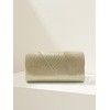 Spliced women's bag with pleated flap, hand-held bag with fine powder, women's banquet bag 