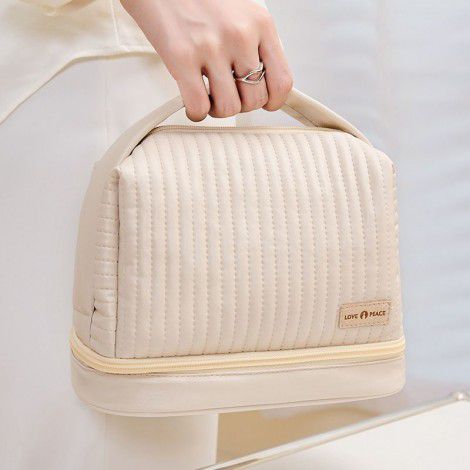 New Cake Makeup Bag with Large Capacity Dry Wet Separation Wash Bag for Travel Convenient Portable Cosmetic Storage Bag 