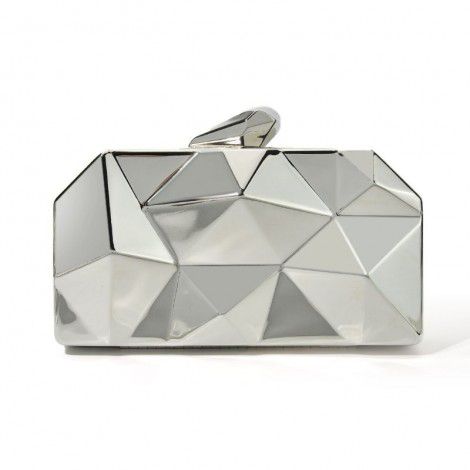 Small square bag with metal chain diagonal cross, diamond shaped grab, dinner bag for women 