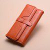 Women's Wallet Women's Long Fashionable Oil Wax Leather Tri Fold Drawstring Solid Color Retro Women's Wallet 