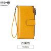 Women's Wallet Long Oil Wax Leather Retro Wallet Large Capacity Handbag 