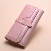 Women's Wallet Women's Long Fashionable Oil Wax Leather Tri Fold Drawstring Solid Color Retro Women's Wallet 