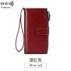 Women's Wallet Long Oil Wax Leather Retro Wallet Large Capacity Handbag 