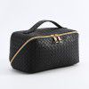 Large capacity makeup bag, light luxury PU leather plaid cosmetic storage bag 