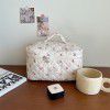 Fresh and Cute Makeup Bag, Countryside Style Cotton Fabric, Large Capacity Portable Storage Bag, Washing and Organizing Bag for Women 