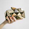 Small square bag with metal chain diagonal cross, diamond shaped grab, dinner bag for women 