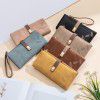Matte retro three fold women's wallet card bag, multi-functional European and American long handheld bag 