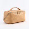 Large capacity makeup bag, light luxury PU leather plaid cosmetic storage bag 